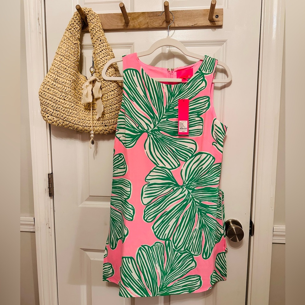Lilly Pulitzer Pink and Green Leaf Print Dress